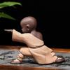 Zisha Ceramic Little Monk Kung Fu Kid Tea Pet Ornament