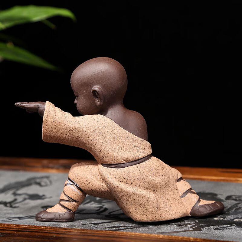 Zisha Ceramic Little Monk Kung Fu Kid Tea Pet Ornament