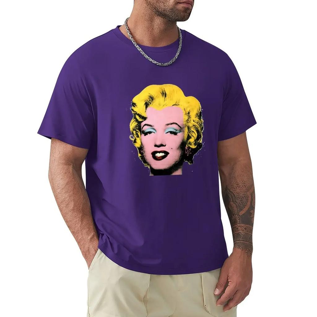 T-shirts unis de mode coréenne pour hommes Andy Marilyn Warhol Monroe Autocollant T-shirt Vêtements pour hommes Harajuku Graphique Surdimensionné coton
