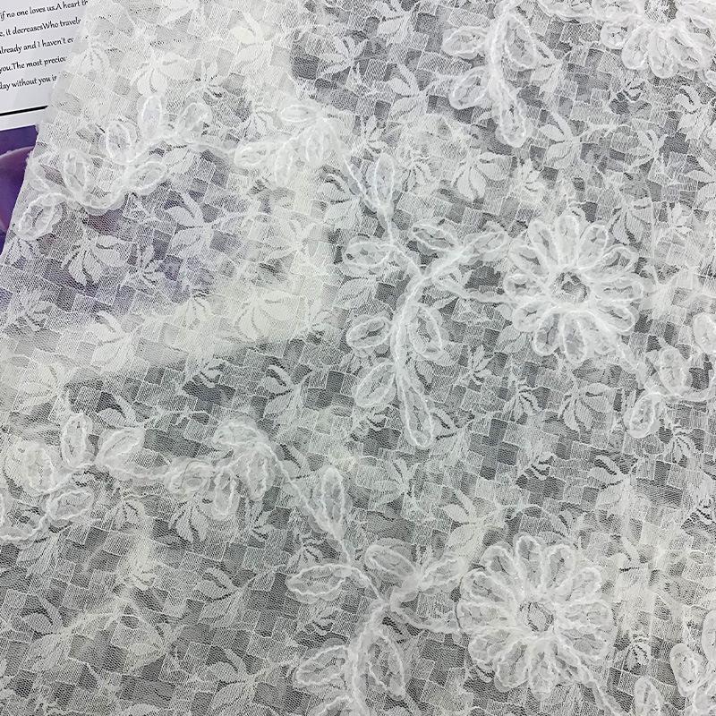 Stylish Textured Floral Lace Fabric for Wedding Dresses, Evening Gowns, and Children's Clothing