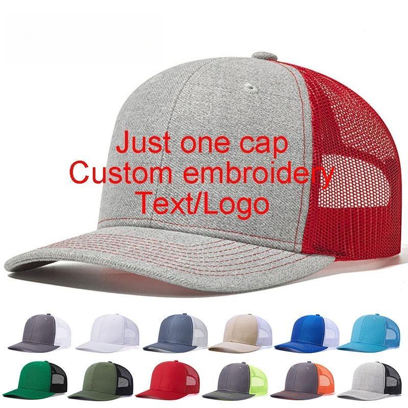 Boné de Baseball com Logo Bordado Férias de Verão Rede Quebrável Liso Bonés de Caminhoneiro Masculino Feminino Texto Letra Chapéus richardson logo personalizado