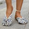 2025 Summer Closed Toe Women's Slippers Fashion Outdoor Butterfly-knot Casual String Bead Plus Size Flat Slippers