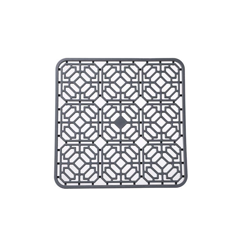 Silicone Hollow Drainage Heat Insulation Mat Square Sink Mat for Kitchen Sink Bottom Anti-scratch Anti-drop