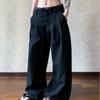Mens Womens Relaxed Fit Straight Leg Trousers Cotton Blend Striped Casual Pants Lightweight