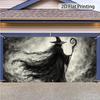 1 piece of 2D flat Gothic Halloween witch garage door banner - black and white witch decorationzyc