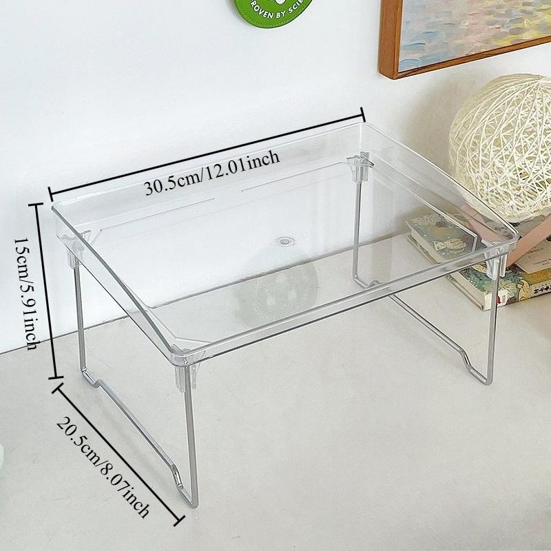 

1/2pcs Clear Acrylic Desktop Organizer - Single-Layer Foldable Cosmetic Storage Rack for Home Office Kitchen Desktop Organizer