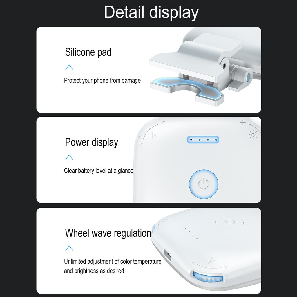 Clip-on LED Fülllicht für Telefon Selfie Licht Konferenz Video Licht 2500K-9000K Dimmbar Eingebaute