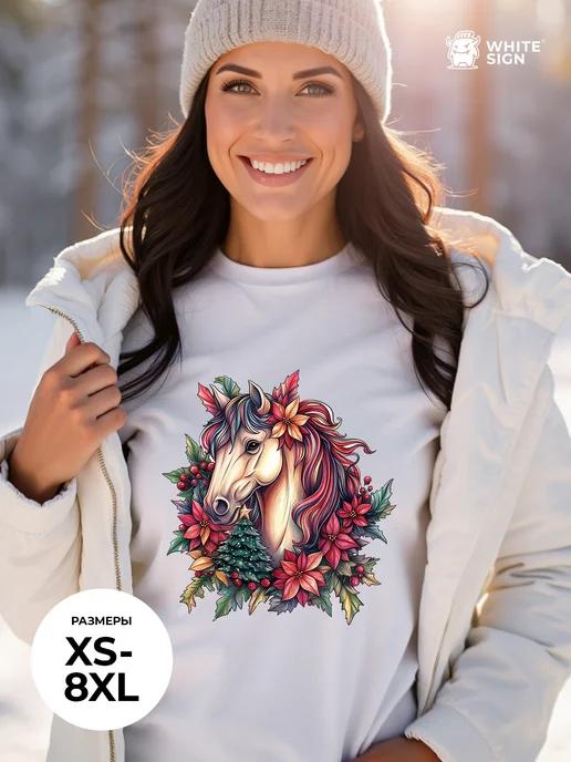 Oversized T-shirt with 2026 Year of the Horse New Year print M