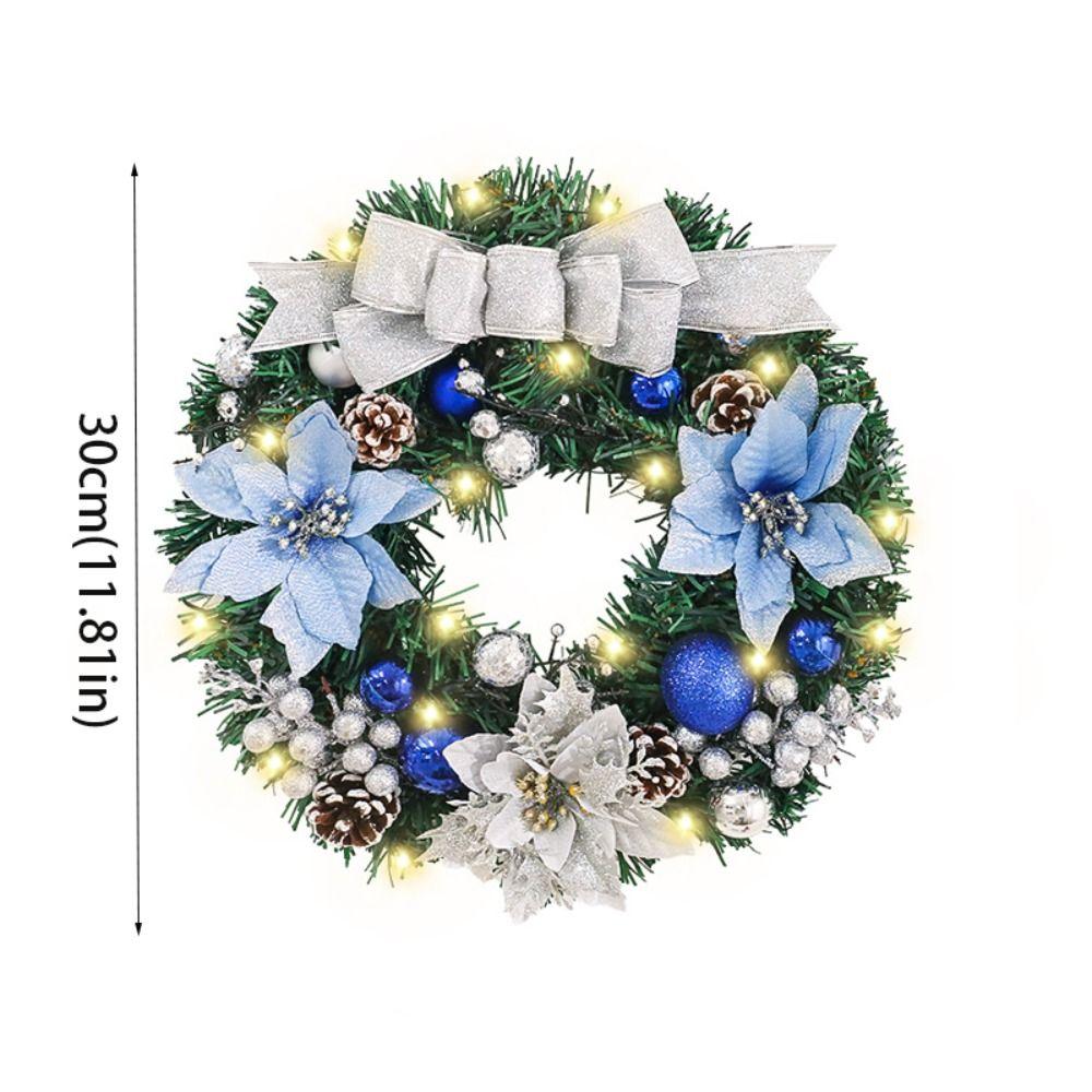 Garland With Bow Christmas Wreath Home Decor Artificial Christmas Decoration Gold 30CM Door Hanging Rattan Classroom
