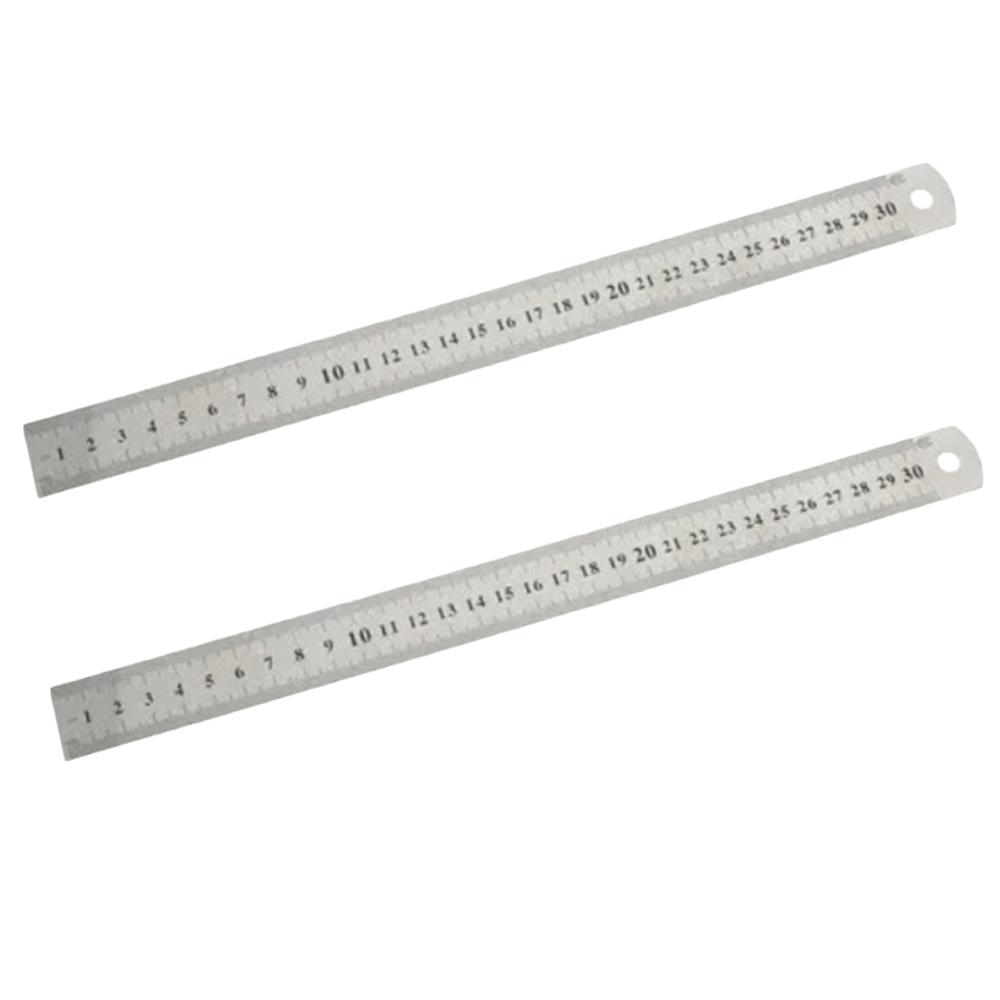 2pcs 30 cm / 12 Inch Stainless Steel Ruler Metric & Inch Scale Metal Ruler  For Drafting