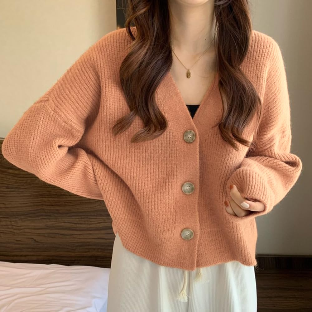 Sueeya Knit Cardigan Bolero Ribbed Long Solid Casual Top for Everyday Winter Women's Sweater, V-Neck, Sleeve, Color, Slimming, Elegant, Cute, Simple,