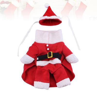 Christmas Santa Dog Costume for Small Dogs Polar Fleece Puppy Outfit Funny Pet Party Clothes for Holiday Photo Walking Jogging