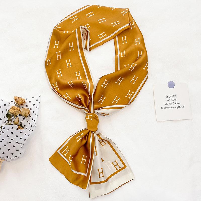 Spring and Autumn New Korean Decorative Slim Long Silk Scarf for Women, Small Neck Scarf, Ribbon Binding, Bag Strap, Headband, Winter Warm Scarf