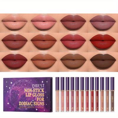 12pcs Matte Lipsticks That Don't Easily Fall Out Non-stick Cup Lipsticks Liquid Lip Gloss Set A Great Gift for Your Girlfriend!