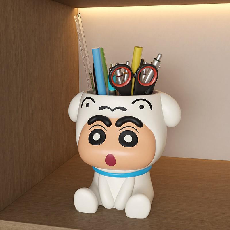 Crayon Shin-chan Shiro Pen Holder: Cute Desk Ornament for Kids