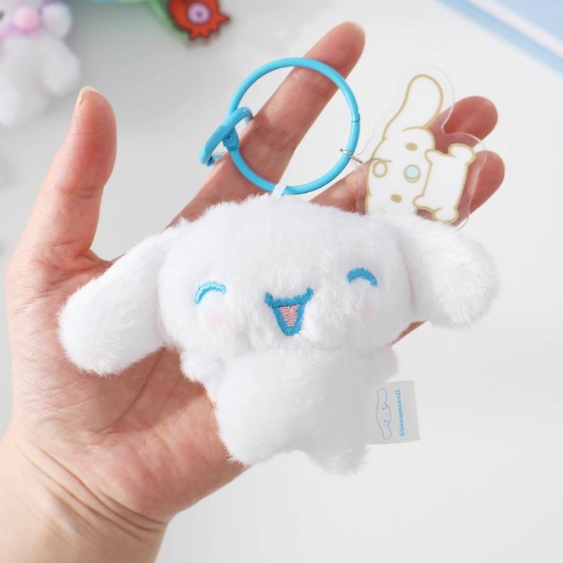 10cm My Melody Kuromi Cinnamoroll Hello Kitty Cat Hangyodon Purin Dog Plush Toy Anime Stuffed Animals Keychains Pendant