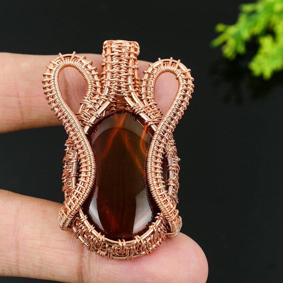 Montana Agate Handmade Copper Wire Wrap Jewelry Pendant 2.36 A1z96