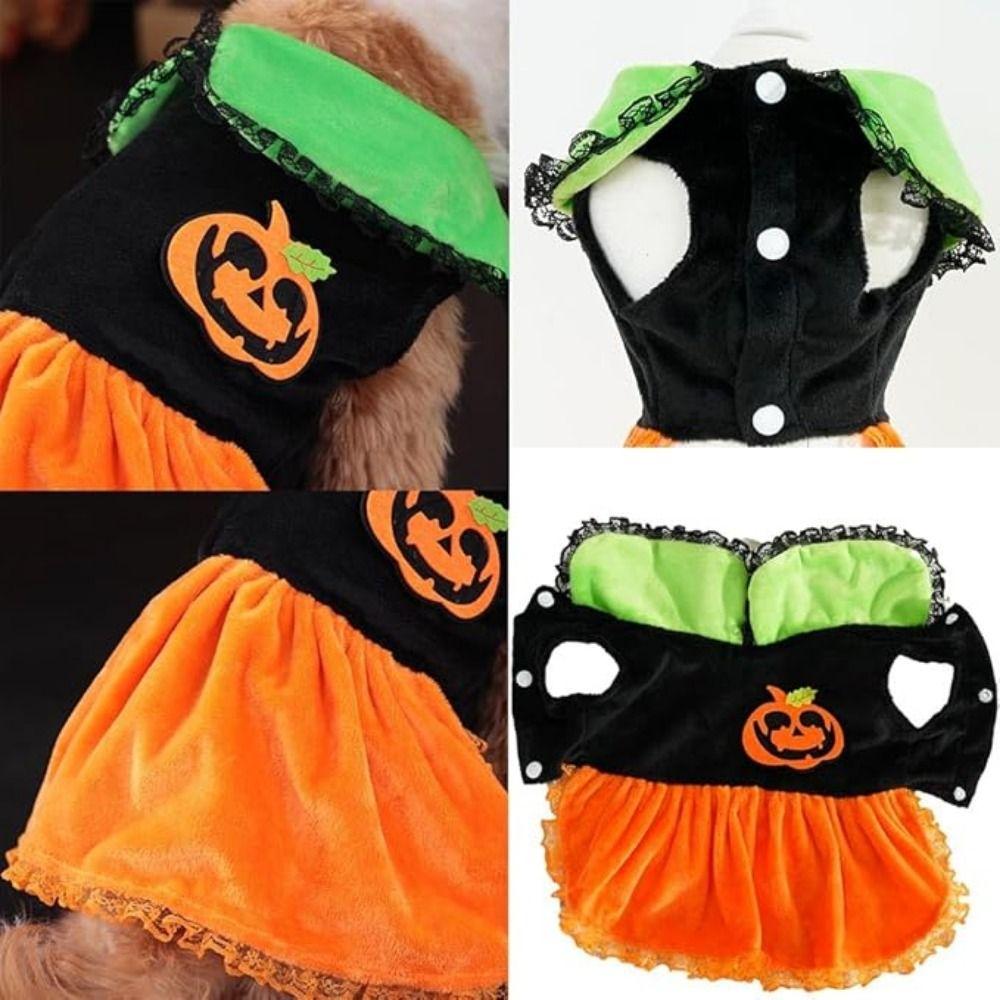 Pumpkin Pattern Dog Pumpkin Dress Creative Pet Cosplay Costume Halloween Dog Costume Pet Costumes