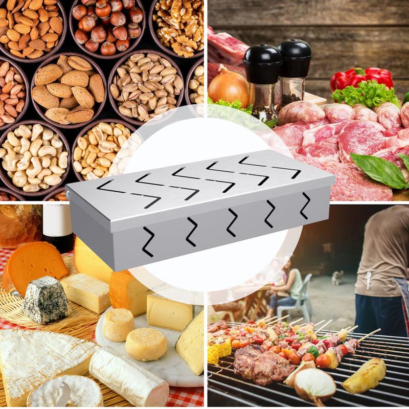 Outdoor Grilling Box Wood Chips BBQ Grill Case With Hinged Lid BBQ Grill Case Enhanced Wood Chips Flavor For Grill Food Lovers