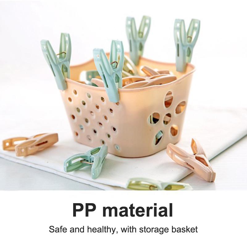 30Pcs Plastic Clothes Pegs Laundry Clothespin Clothes Pins Storage Organizer Quilt Towel Clips Spring With Basket Cabides Hanger