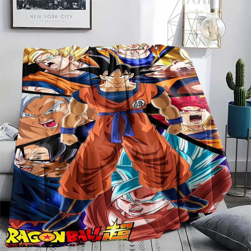 Dragon Ball Charaktere Druck Flanelldecke, Hohe Qualität, Bequem für Alle Jahreszeiten, Heimdekoration, Wärme und Komfort, Perfekt für Weihnachtsgeschenke