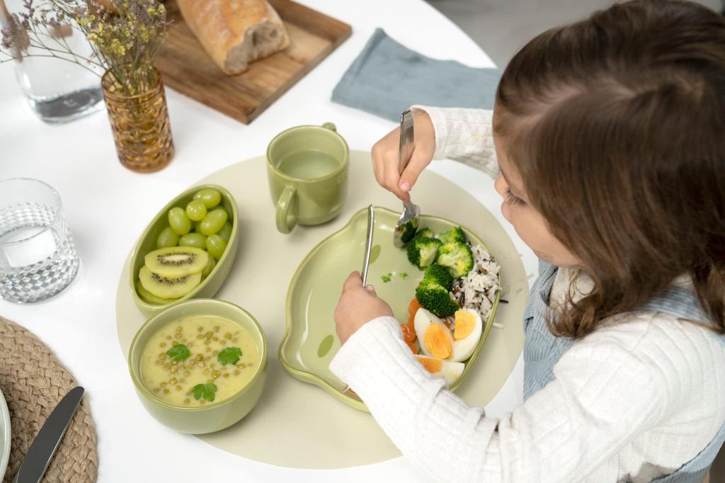 Staub Baby Kids Tableware 4pcs Set Green Plate Bowl Mug Japanese STAUB Ceramic Baby Kids Tableware "Ceramic & Frog" Children's [Authorized Product] &