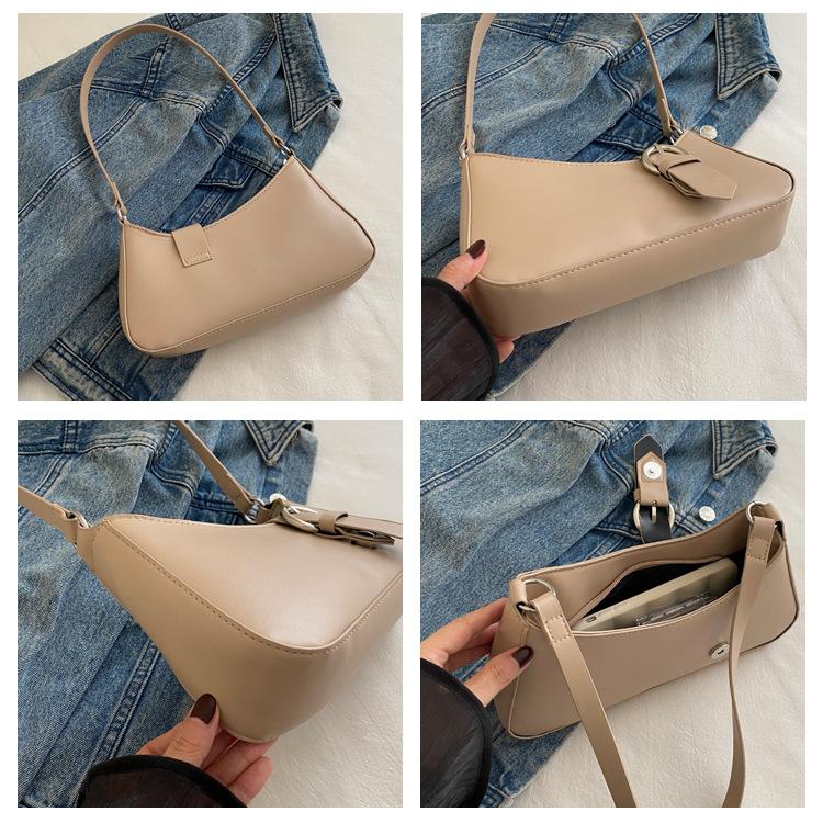 Chic Faux Leather Underarm Bag for Women Trendy Single Shoulder Crossbody Purse Fashionable French Style Daily Handbag CLE