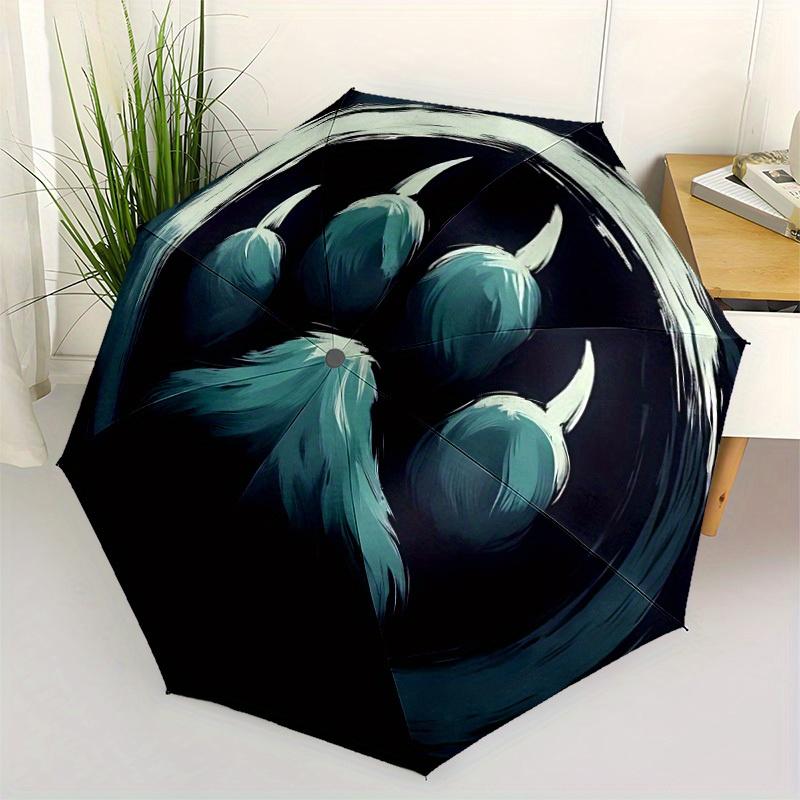 1pc Paw Print Automatic Open/close Umbrella, 8-Rib sturdy structure, Portable Travel Umbrella, Parties, Everyday Use, Outdoor Accessory, Art