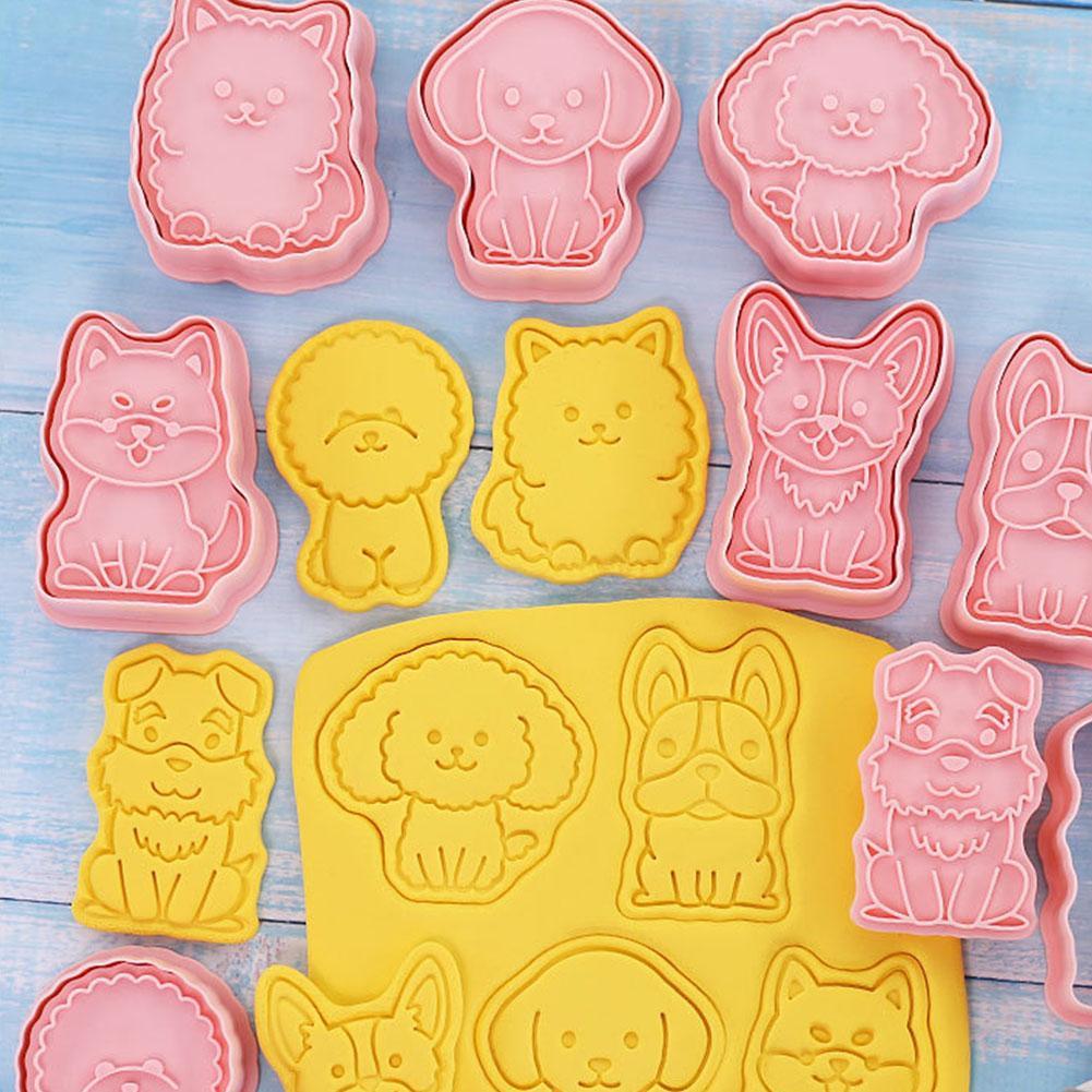 Buy 8Pcs/set Cookie Cutters Mold Plastic Dog Shaped Cookie Mold Cartoon Mould Pressable