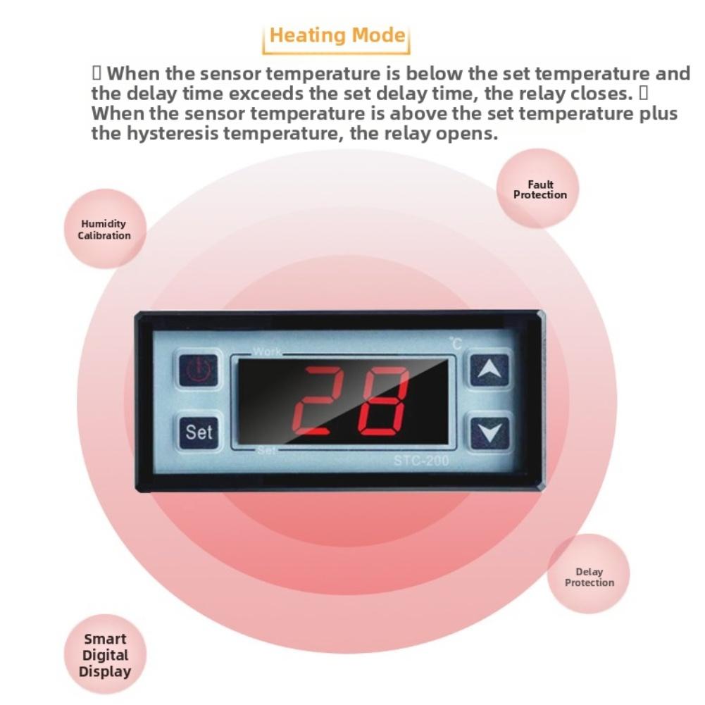 Temperature Controller Thermostat Digital with Dual Sensors for Incubators For Water Heaters and Refrigerators