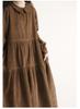 Japanese Style Corduroy Doll Collar Autumn A-Line Long-Sleeve Dress