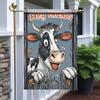 Hey Friends Cow Garden Ag 12x18 Inch Double Sided Outdoor Yard Banner Funny Cartoon Cow Peeking Fence Fall Leaves Farmhous SSL