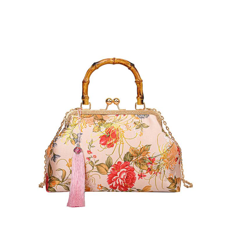 

Цветы в древнем стиле, большая вместимость, повседневная, с чувством моделирования, мягкая и прочная, модная, изысканная, новая легкая роскошь, сумка-тоут для通勤 розовый