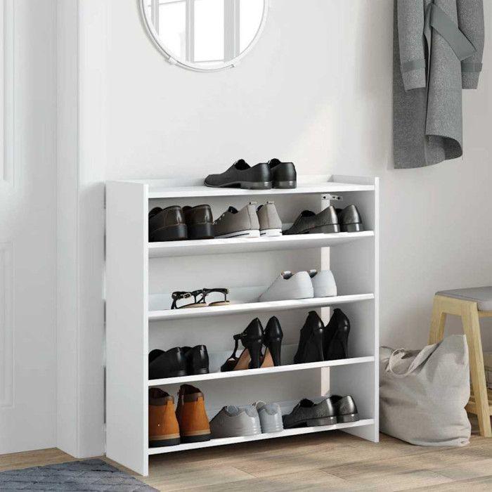 VidaXL Étagère à chaussures blanc 80x25x81 cm bois d'ingénierie, rangement de chaussures, armoire de rangement de 859905