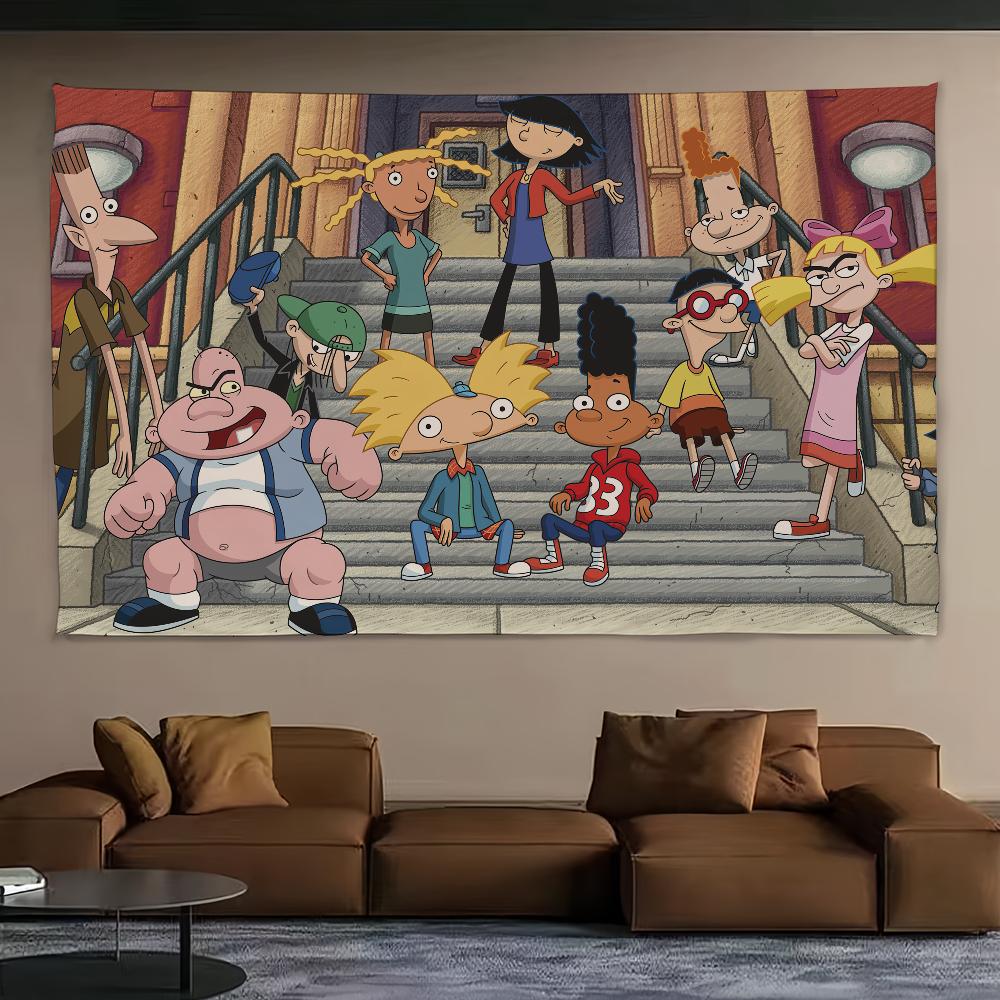 Funny Cartoon Hey A-Arnold Tapestry Background Hanging Cloth Bedroom Room Decor Aesthetic Tapestry Wall Party 100X70CM