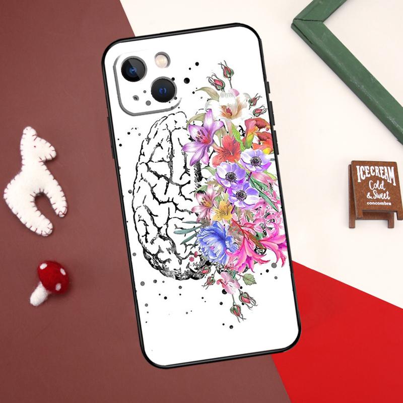 Brain Art Case For iPhone 13 12 11 14 15 Pro Max 7 8 Plus X XR XS Max 12 Mini SE 2020 2022 Cover Coque
