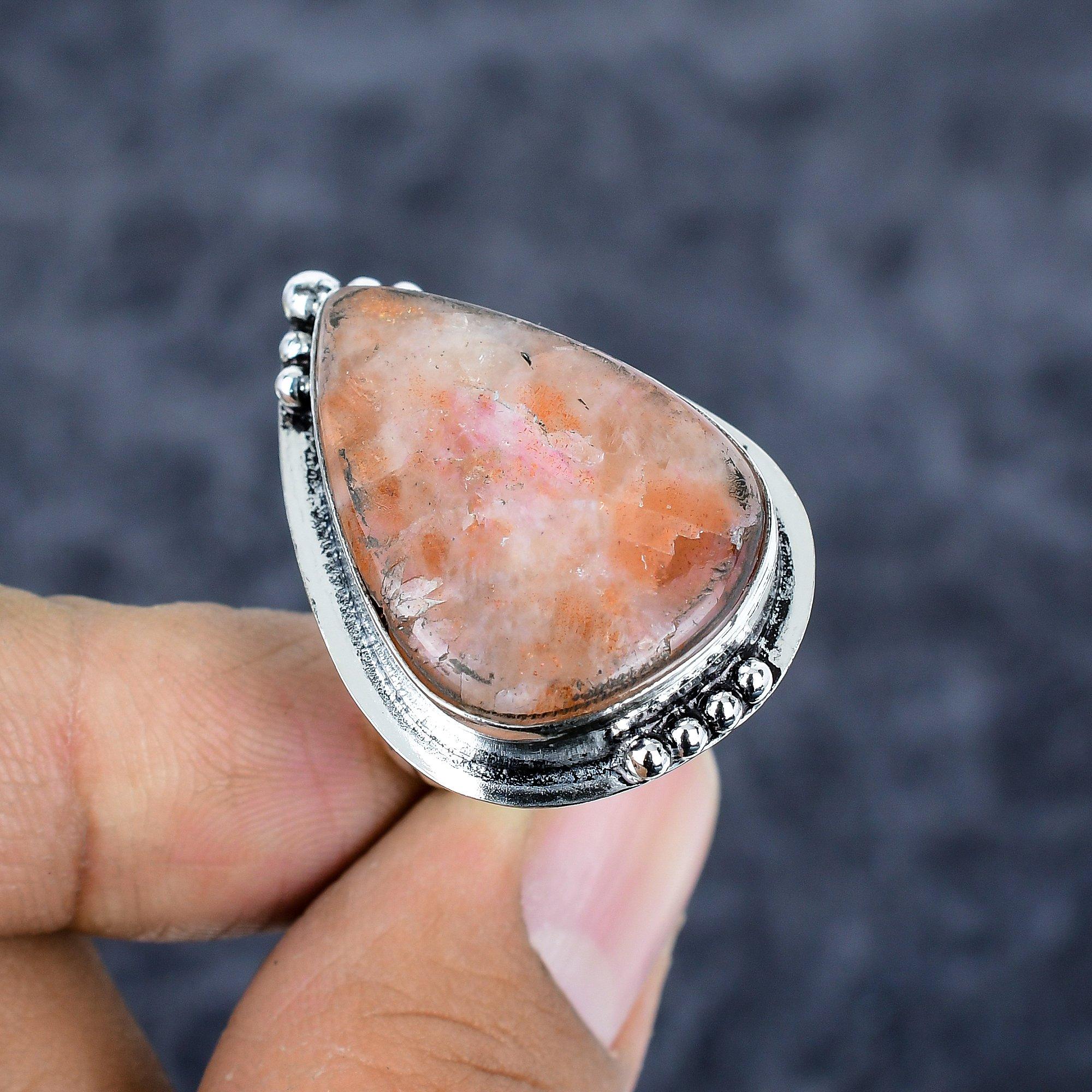 

Sunstone Gemstone Handmade 925 Sterling Silver Jewelry Ring Size 7.5 M-2824