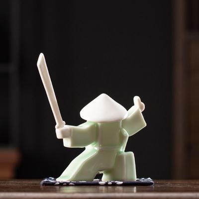 Knight Ceramic Ornament Relaxation Craftwork Gift Stand Figurine Yoga