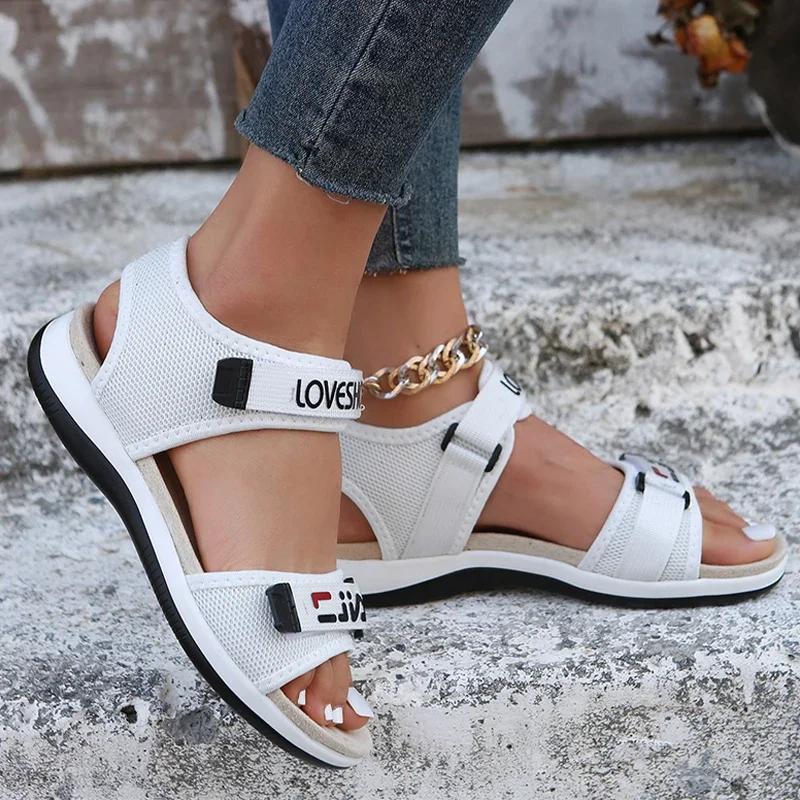 Wohnungen Frauen Sport Sandalen Sommer Casual Schuhe 2024 Neue Mode Hausschuhe Mesh Walking Laufen Strand Schuhe