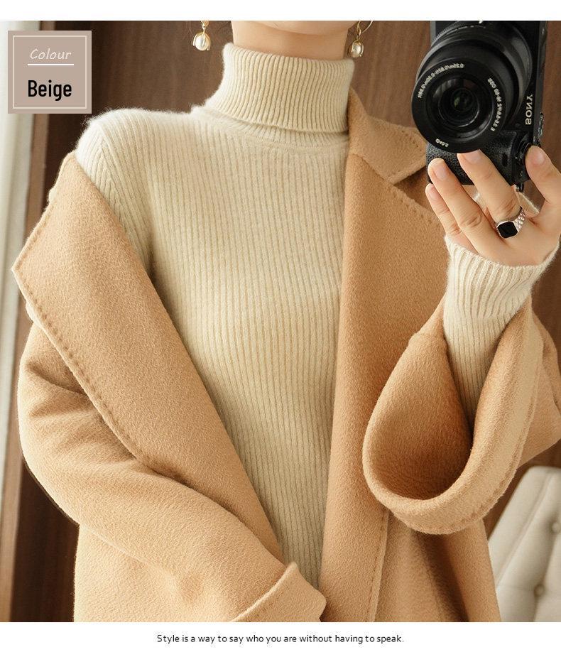 Women's Thickened Slim-Fit High-Neck Sweater - Autumn/Winter Pullover Knitted Base Layer with High-End Feel