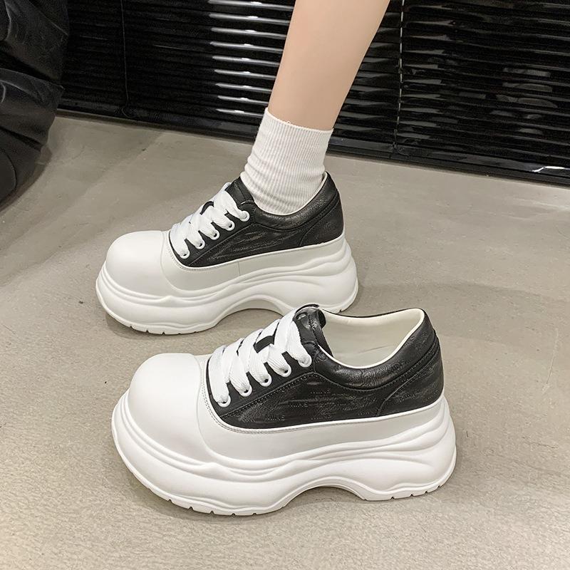 Thick-soled Inner Height Increase Fashionable Big-headed White Shoes Women's Spring New Muffin Sports and Leisure Shoes
