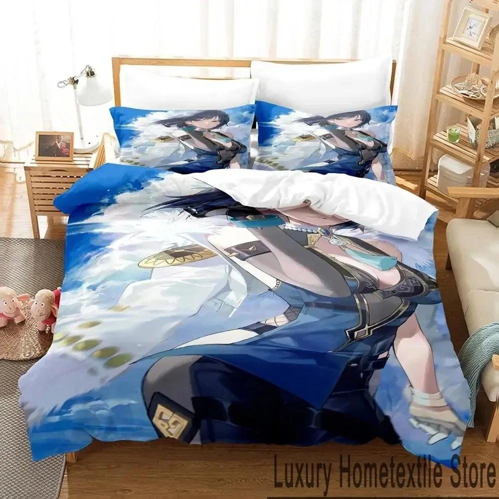 3D Print Anime Game Yelan Genshin Impact Bedding Set Boys Girls Twin Queen King Size Duvet Cover Pillowcase Bed Boys Adult