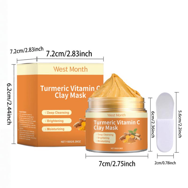 Vitamin C Turmeric Mud Mask Exfoliating Facial Mask Deep Cleansing Nourishing Hydrating Improves Dark Spots Tightens Skin Care