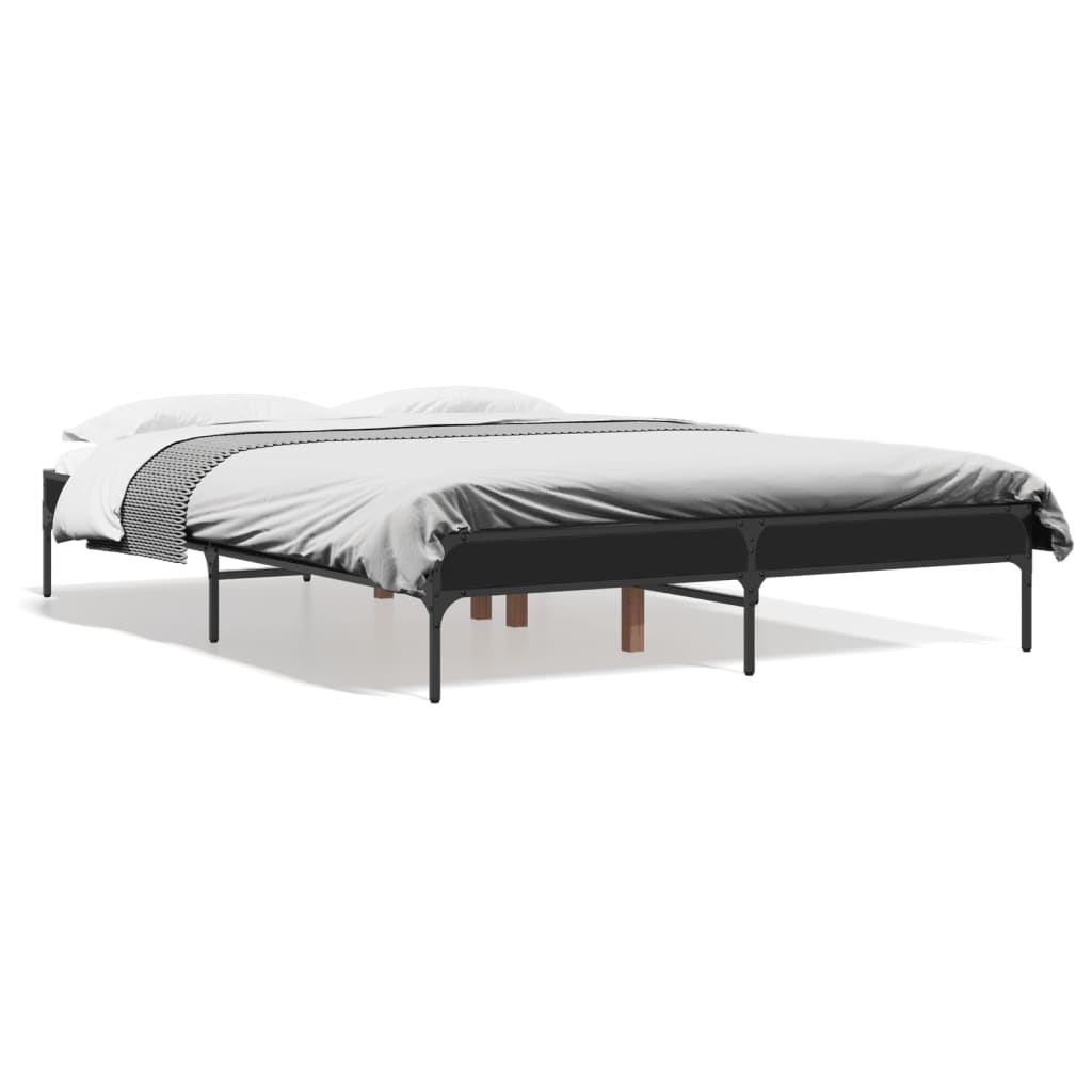 Bed Frame Black 120 x 190 cm Particleboard and Metal