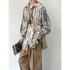 Men's Long Sleeve Ink Wash Tie-Dye Corduroy Shirt - 2024 Spring/Autumn Collection: High-End Loose-Fit Jacket