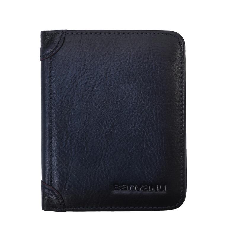 Vintage Head Layer Leather Tri-Fold Section Anti-Theft Brush Ultra-Thin Head Layer Cowhide Short Leather Wallet