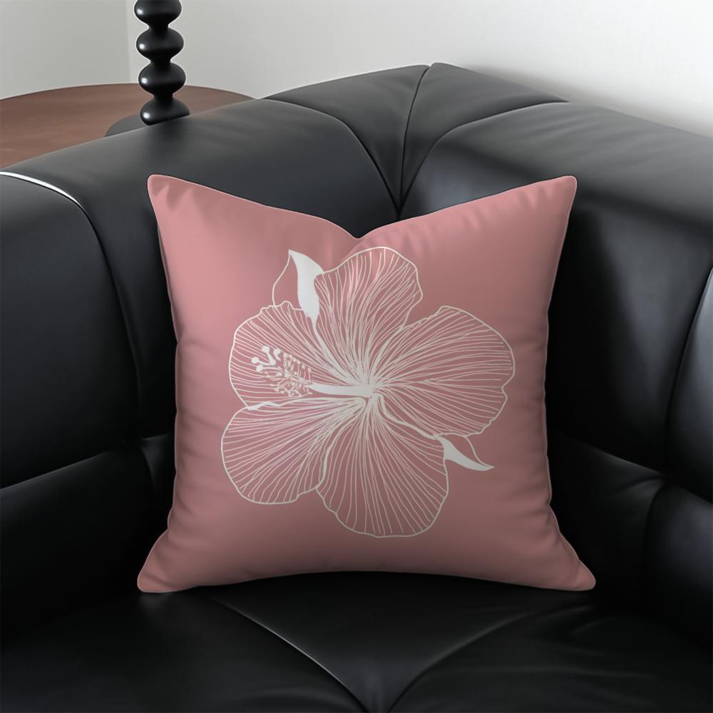Solid Color Flowers Cushion Cover Pillow Case Anti-Dustmite Invisible Zipper Silky Plush Cushion
