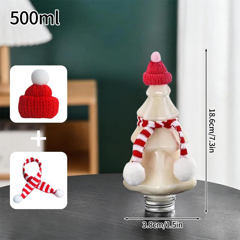 Christmas Party Decoration  Christmas Plastic Water Bottle Gingerbread Man Snowman Shaker Cup Juice Drink Bottles Kids Gifts
