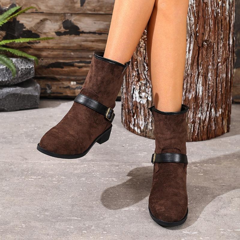 Fashion Winter Ankle Boots for Women Mid Heels Fashion Buckle Shoes 2025 Designer Chelsea Snow Pumps Short Boots New Dress Zaparillas