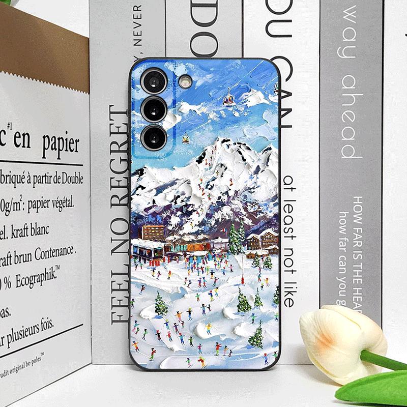 Oil Painting of Snow Scene Skiing Pattern Phone Case for OPPO Realme 14 Pro Plus 13+ 12 Lite 11 10 9 X7 PRO Ultra 5G Soft Cover